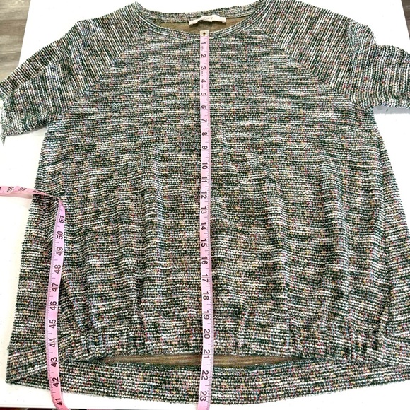 LOFT Boucle Sweatshirt Rainbow Gathered Hem Long Sleeve Women’s Size Large - Picture 6 of 12